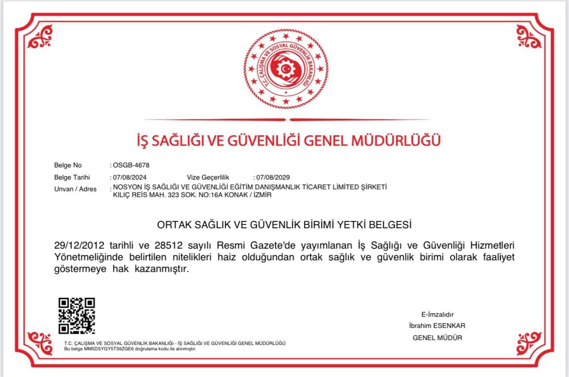 Nosyon İSG Yetki Belgesi